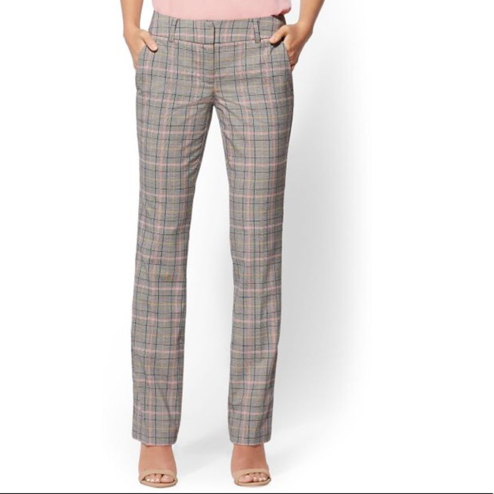 New York & Co. | Gray & Pink Plaid Dress Pants | 6
